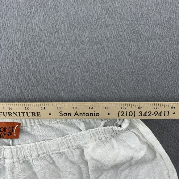 Oh My Gauze Pants Womens 3 White Wide Leg Ankle Ruffle Hem Boho Elastic Waist - Picture 9 of 16